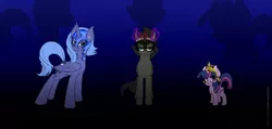 Size: 1297x616 | Tagged: safe, artist:22bubble-eyes22, derpibooru import, king sombra, princess luna, twilight sparkle, twilight sparkle (alicorn), alicorn, pony, female, foal, mare