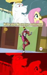 Size: 640x1021 | Tagged: bulk biceps, derpibooru import, exploitable meme, fluttershy, jojo's bizarre adventure, king crimson, meme, rainbow falls, replacement meme, safe, stand