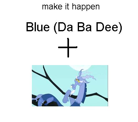 Size: 442x390 | Tagged: blue, blue flu, derpibooru import, discord, exploitable meme, make it happen, meme, safe, three's a crowd