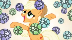 Size: 900x506 | Tagged: applejack, applejack loves chaurus eggs, artist:pixelkitties, bats!, chaurus, derpibooru import, edit, egg, safe, solo, the elder scrolls