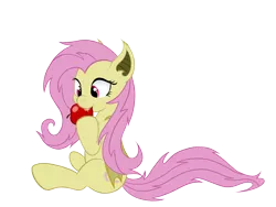 Size: 1024x768 | Tagged: safe, artist:flurrito, derpibooru import, fluttershy, bat pony, pony, bats!, apple, bat ponified, cute, drool, flutterbat, food, nom, race swap, shyabates, shyabetes, simple background, sitting, smiling, solo, transparent background