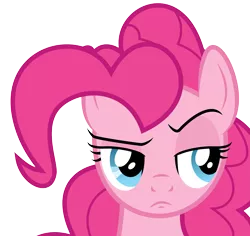 Size: 6365x6000 | Tagged: absurd resolution, artist:byteslice, derpibooru import, disapproval, pinkie pie, safe, simple background, solo, suspicious face, three's a crowd, transparent background, unconvinced applejack, vector