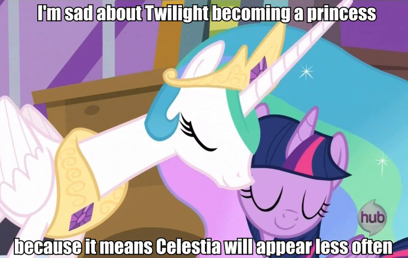 Size: 854x540 | Tagged: safe, derpibooru import, princess celestia, twilight sparkle, twilight sparkle (alicorn), alicorn, pony, princess twilight sparkle (episode), caption, female, image macro, mare, text