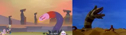 Size: 1039x291 | Tagged: safe, derpibooru import, discord, princess cadance, twilight sparkle, twilight sparkle (alicorn), alicorn, pony, sandworm, tatzlwurm, three's a crowd, beetlejuice, female, mare, meme