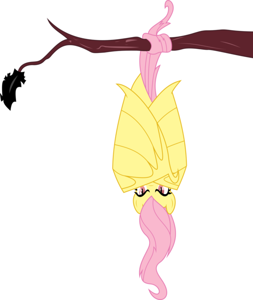 Size: 5000x5912 | Tagged: safe, artist:darknisfan1995, derpibooru import, fluttershy, bat pony, pony, bats!, absurd resolution, bat ponified, flutterbat, hanging, race swap, simple background, solo, transparent background, tree, upside down