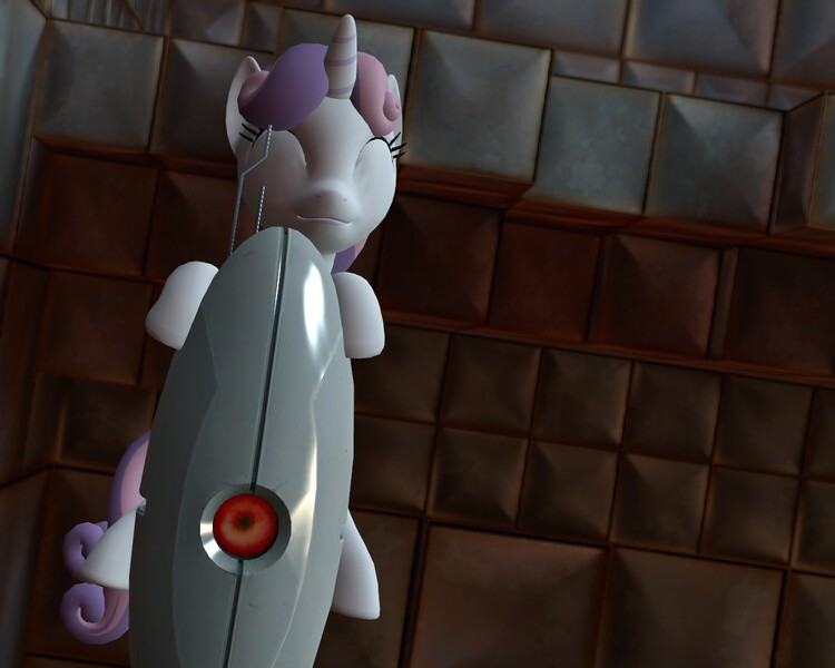 Size: 1280x1024 | Tagged: 3d, artist:gergta, crossover, derpibooru import, gmod, portal (valve), safe, sweetie belle, turret