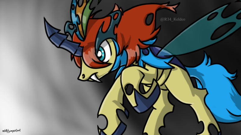 Size: 1280x720 | Tagged: artist:nob0dyimportant, changeling, changelingified, derpibooru import, keldeo, pokémon, safe, solo, species swap