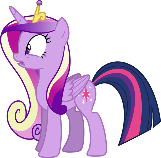 Size: 4958x4879 | Tagged: safe, artist:scienceisanart, derpibooru import, princess cadance, twilight sparkle, twilight sparkle (alicorn), alicorn, pony, three's a crowd, .svg available, absurd resolution, female, mane swap, mare, simple background, solo, transparent background, vector