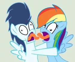 Size: 774x644 | Tagged: safe, artist:littlecloudie, derpibooru import, rainbow dash, soarin', female, kissing, male, shipping, sloppy kissing, soarindash, straight, wat