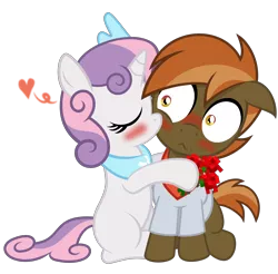 Size: 7100x7000 | Tagged: absurd resolution, artist:medio-cre, blushing, button mash, dead source, derpibooru import, don't mine at night, female, heart, kissing, kiss on the cheek, male, minecraft, safe, shipping, simple background, straight, sweetie belle, sweetiemash, transparent background, vector