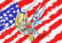 Size: 1417x992 | Tagged: safe, artist:juankmlo, derpibooru import, ponified, pony, d4c, dirty deeds done dirt cheap, funny valentine, jojo's bizarre adventure, stand, steel ball run