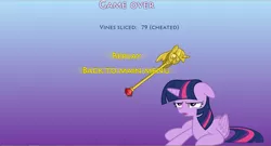 Size: 1192x646 | Tagged: safe, artist:futzi01, derpibooru import, twilight sparkle, twilight sparkle (alicorn), alicorn, pony, female, game, mare, scepter, twilight scepter