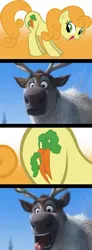 Size: 490x1332 | Tagged: safe, artist:flare-chaser, derpibooru import, carrot top, golden harvest, deer, pony, reindeer, caribou, carrot, dat butt, disney, flank, food, frozen (movie), meme, sven, this will end in death, this will end in tears, this will end in tears and/or death