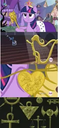 Size: 441x948 | Tagged: safe, derpibooru import, louise the singing harp, twilight sparkle, twilight sparkle (alicorn), alicorn, pony, princess twilight sparkle (episode), three's a crowd, discord's pendant, female, mare, millenium items, scepter, twilight scepter, yu-gi-oh!