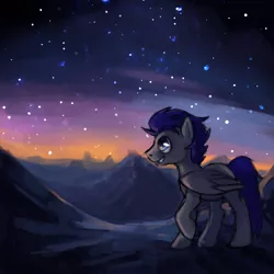 Size: 500x500 | Tagged: safe, artist:tracymod, derpibooru import, oc, oc:night air, unofficial characters only, pegasus, pony, male, night, pony a day, scenery, sky, solo, stallion, twilight (astronomy)