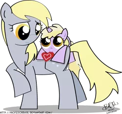 Size: 974x912 | Tagged: safe, artist:professorbasil, derpibooru import, derpy hooves, dinky hooves, pegasus, pony, equestria's best daughter, female, hearts and hooves day, holiday, mare, valentine, valentine's day