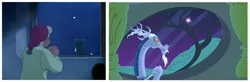 Size: 1250x410 | Tagged: blue flu, comparison, derpibooru import, discord, disney, figaro, geppetto, pinocchio, safe, three's a crowd, wishing star