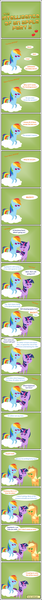 Size: 586x8386 | Tagged: safe, artist:zacatron94, derpibooru import, applejack, rainbow dash, twilight sparkle, twilight sparkle (alicorn), alicorn, pony, 42, comic, female, hitchhiker's guide to the galaxy, mare, pointy ponies, the intelligence of an apple, vulgar