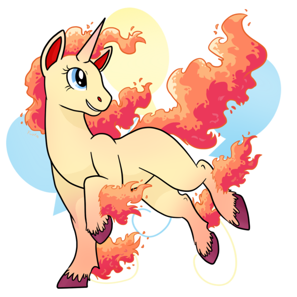 Size: 1000x1000 | Tagged: artist:fuutachimaru, derpibooru import, mane of fire, pinkie pie, pokefication, pokémon, rapidash, safe, solo