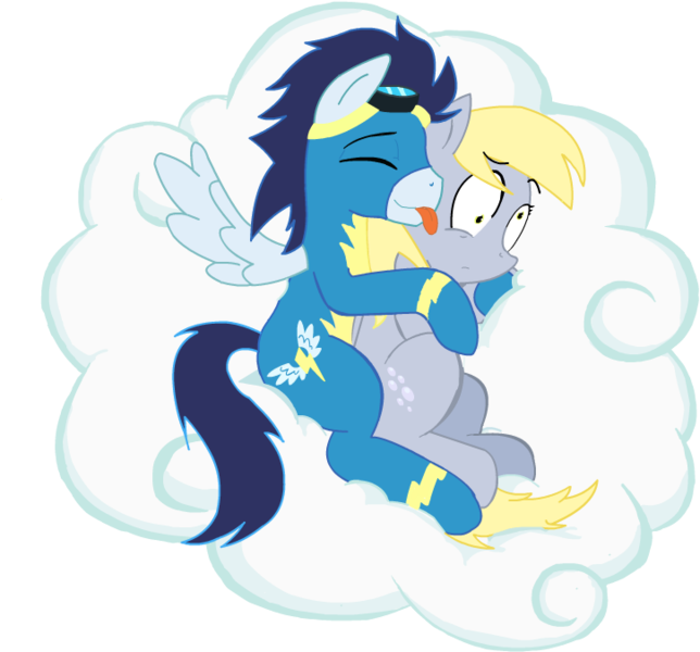 Size: 725x675 | Tagged: safe, derpibooru import, edit, derpy hooves, soarin', pegasus, pony, cuddling, derpin', derping, female, male, mare, shipping, snuggling, spooning, straight
