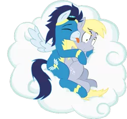 Size: 725x675 | Tagged: safe, derpibooru import, edit, derpy hooves, soarin', pegasus, pony, cuddling, derpin', derping, female, male, mare, shipping, snuggling, spooning, straight