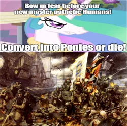 Size: 1037x1024 | Tagged: derpibooru import, humanity fuck yeah, imperial guard, princess celestia, safe, ursarkar creed, warhammer 40k, warhammer (game), wrong aspect ratio, xenolestia