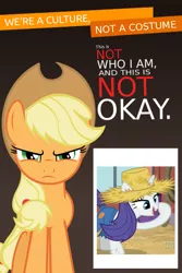 Size: 600x899 | Tagged: applejack, bucktooth, derpibooru import, nose picking, poster, public service announcement, racism, rarihick, rarity, safe, simple ways, stereotype, we're a culture not a costume