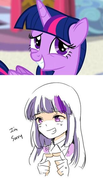 Size: 473x867 | Tagged: alicorn, artist:ujey02, derpibooru import, embarrassed, human, humanized, light skin, safe, scene interpretation, smiling, twilight sparkle, twilight sparkle (alicorn)