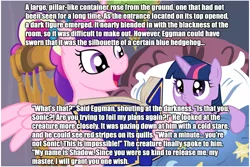 Size: 1024x683 | Tagged: safe, deleted from derpibooru, derpibooru import, princess cadance, twilight sparkle, alicorn, pony, unicorn, adaptation, bed, bedtime, bedtime story, blanket, book, cadance's bedtime stories, crossover, duo, exploitable meme, female, filly, looking up, meme, novelization, open mouth, reading, sonic adventure 2, sonic the hedgehog (series), storybook, text, tucking in, wall of text, younger
