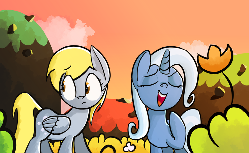 Size: 1920x1180 | Tagged: safe, artist:january3rd, derpibooru import, derpy hooves, trixie, pegasus, pony, crossover, female, mare, underp, yoshi's island