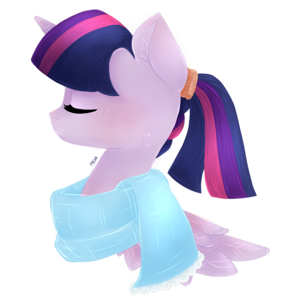 Size: 1024x1024 | Tagged: safe, artist:grandifloru, derpibooru import, twilight sparkle, twilight sparkle (alicorn), alicorn, pony, clothes, female, mare, scarf, solo