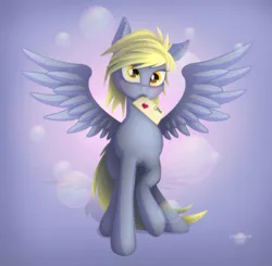 Size: 3000x2940 | Tagged: safe, artist:shaadorian, derpibooru import, derpy hooves, pegasus, pony, female, heart, holiday, letter, mare, mouth hold, solo, valentine's day