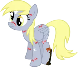 Size: 1039x895 | Tagged: semi-grimdark, derpibooru import, derpy hooves, pegasus, pony, blood, conker's bad fur day, ending, female, fixed, mare, solo, stitches