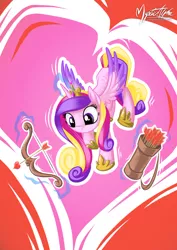 Size: 724x1023 | Tagged: arrow, arrows, artist:mysticalpha, bow and arrow, bow (weapon), cupid, derpibooru import, hearts and hooves day, holiday, magic, princess cadance, princess of love, quiver, safe, solo, valentine's day, weapon