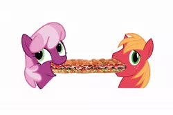 Size: 1104x736 | Tagged: safe, derpibooru import, edit, edited screencap, screencap, big macintosh, cheerilee, earth pony, pony, filli vanilli, big mac's big mouth, cheerimac, exploitable meme, female, food, male, meme, not porn, sandwich, sandwich censorship, shipping, stallion, straight, wat