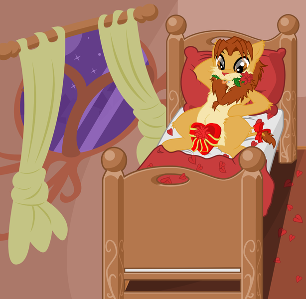 Size: 984x962 | Tagged: barely pony related, big cat, derpibooru import, dick in a box, flash, holiday, lion, liony, male, oc, oc:soft paw, solo, suggestive, unofficial characters only, valentine, valentine's day