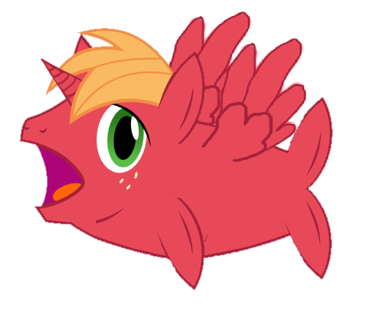 Size: 541x462 | Tagged: safe, derpibooru import, big macintosh, alicorn, pony, filli vanilli, alicornified, big mac's big mouth, big mackerel, exploitable meme, meme, not salmon, princess big mac, race swap, solo, species swap, wat