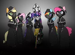 Size: 1375x1000 | Tagged: anthro, applejack, artist needed, brütal, corpse paint, derpibooru import, doom metal, fluttershy, ghost, ghost (band), ghost bc, mane six, metal as fuck, nameless ghouls, papa emeritus ii, parody, pinkie pie, rainbow dash, rarity, safe, scepter, source needed, twilight scepter, twilight sparkle, undead