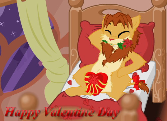 Size: 537x391 | Tagged: big cat, derpibooru import, dick in a box, holiday, hybrid, lion, liony, oc, oc:soft paw, questionable, tumblr, unofficial characters only, valentine, valentine's day