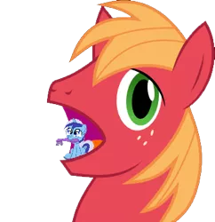 Size: 341x353 | Tagged: safe, derpibooru import, big macintosh, minuette, earth pony, pony, filli vanilli, big mac's big mouth, exploitable meme, imminent vore, male, meme, stallion, toothbrush