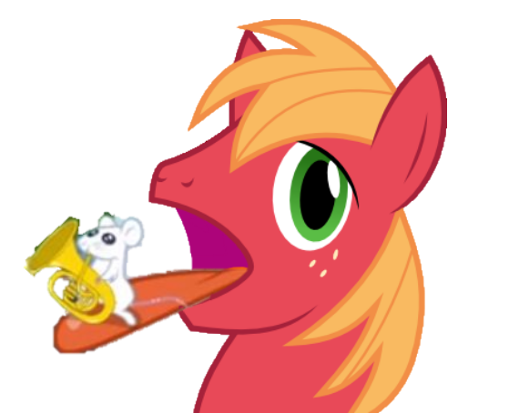 Size: 559x454 | Tagged: safe, derpibooru import, big macintosh, earth pony, mouse, pony, 1000 hours in ms paint, big mac's big mouth, exploitable meme, male, meme, ms paint, stallion, tuba mouse