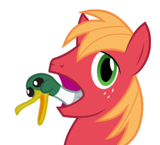 Size: 544x492 | Tagged: safe, derpibooru import, big macintosh, bird, duck, earth pony, pony, big mac's big mouth, exploitable meme, male, meme, stallion