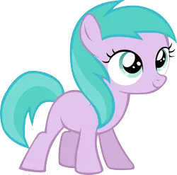 Size: 752x743 | Tagged: safe, artist:leapingriver, derpibooru import, aura (character), earth pony, pony, background pony, cute, female, filly, foal, looking up, simple background, smiling, solo, transparent background, vector