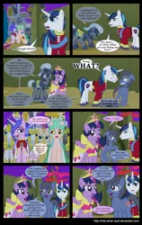 Size: 2000x3168 | Tagged: safe, artist:mlp-silver-quill, derpibooru import, shining armor, twilight sparkle, twilight sparkle (alicorn), oc, oc:clutterstep, alicorn, pony, comic:a princess' tears, comic, female, mare, peach dream, royal guard, top tier