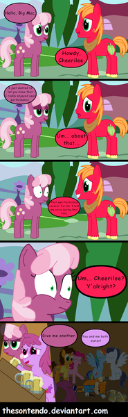 Size: 784x2538 | Tagged: safe, artist:thesontendo, derpibooru import, berry punch, berryshine, big macintosh, cheerilee, cheese sandwich, pinkie pie, rainbow dash, soarin', earth pony, pony, filli vanilli, comic, conker, crossover, female, male, shipping, soarindash, stallion, straight