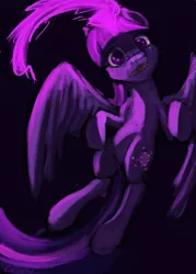 Size: 1248x1744 | Tagged: safe, artist:cezzlo, derpibooru import, twilight sparkle, twilight sparkle (alicorn), alicorn, pony, dark, female, flying, magic, mare, solo