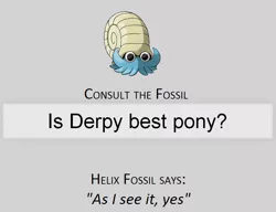 Size: 812x622 | Tagged: safe, derpibooru import, derpy hooves, pegasus, pony, best pony, consult the fossil, female, mare, pokémon