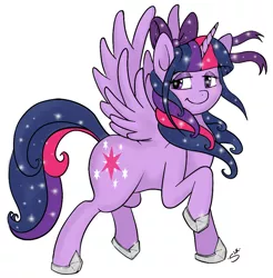 Size: 932x949 | Tagged: source needed, safe, artist:silver1kunai, derpibooru import, twilight sparkle, twilight sparkle (alicorn), alicorn, pony, bow, clothes, shoes, solo, sparkle, wings