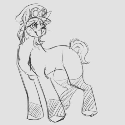 Size: 400x400 | Tagged: safe, artist:puppet-rhymes, derpibooru import, ponified, pony, koala (one piece), monochrome, one piece, sketch, solo