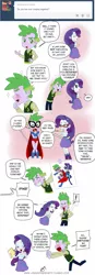 Size: 669x1920 | Tagged: safe, artist:pia-sama, derpibooru import, humdrum, radiance, rarity, spike, human, ask eg spike x rarity, equestria girls, power ponies (episode), clothes, comic strip, cosplay, costume, female, human spike, humanized, male, power ponies, shipping, sparity, straight